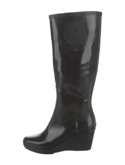 Pre-owned Hunter Rubber Rain Boots In Black