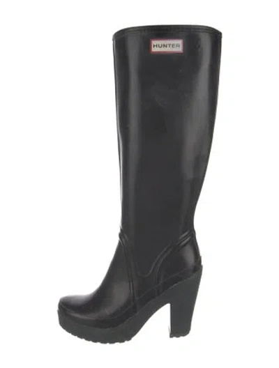 Pre-owned Hunter Rubber Rain Boots In Black