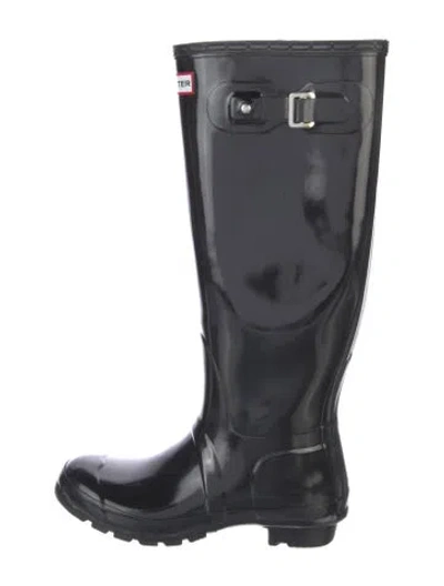 Pre-owned Hunter Rubber Rain Boots In Black