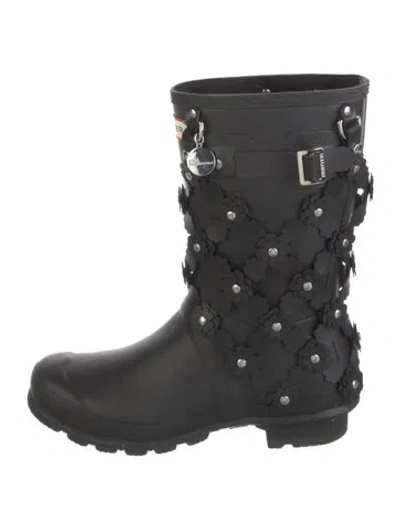 Pre-owned Hunter Rubber Rain Boots In Black