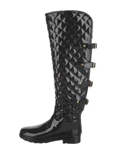Pre-owned Hunter Rubber Rain Boots In Black