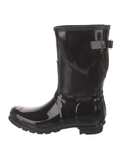 Pre-owned Hunter Rubber Rain Boots In Black