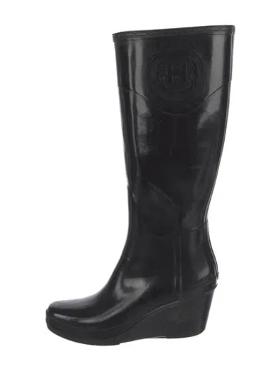 Pre-owned Hunter Rubber Rain Boots In Black