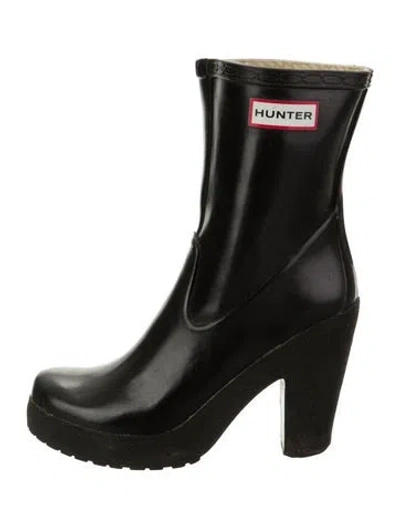 Pre-owned Hunter Rubber Rain Boots In Black