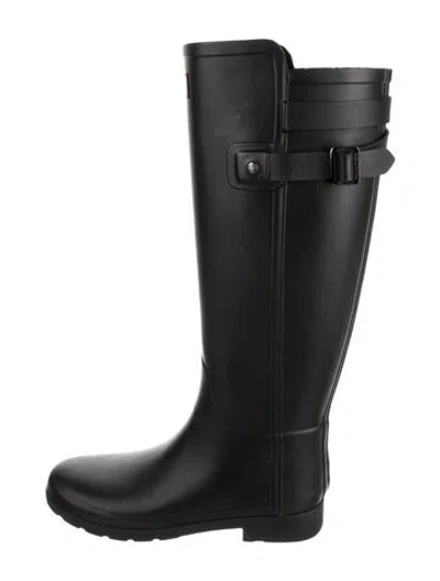 Pre-owned Hunter Rubber Rain Boots In Black