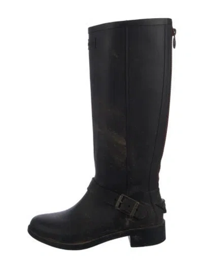 Pre-owned Hunter Rubber Rain Boots In Black
