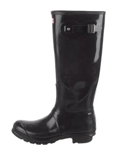 Pre-owned Hunter Rubber Rain Boots In Black