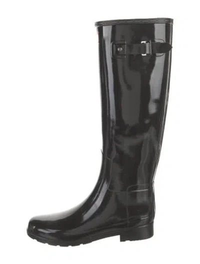 Pre-owned Hunter Rubber Rain Boots In Black