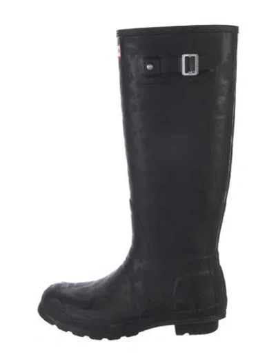 Pre-owned Hunter Rubber Rain Boots In Black