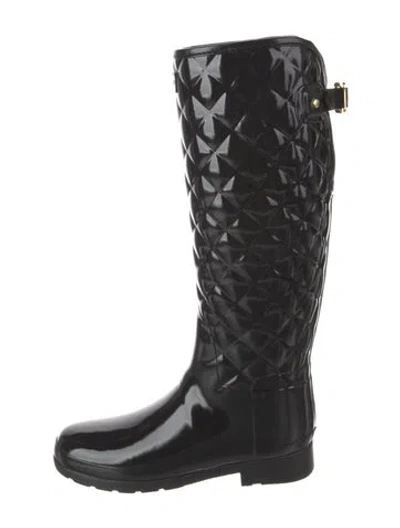 Pre-owned Hunter Rubber Rain Boots In Black