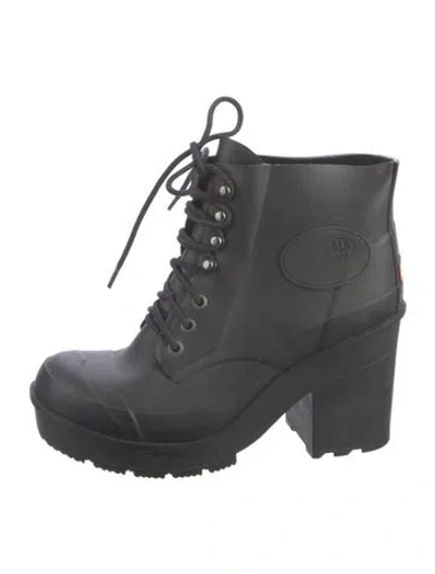 Pre-owned Hunter Rubber Rain Boots In Black