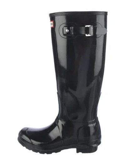 Pre-owned Hunter Rubber Rain Boots In Black