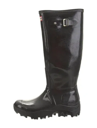 Pre-owned Hunter Rubber Rain Boots In Black