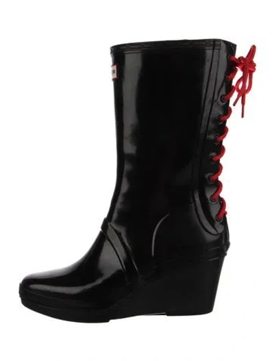 Pre-owned Hunter Rubber Rain Boots In Black