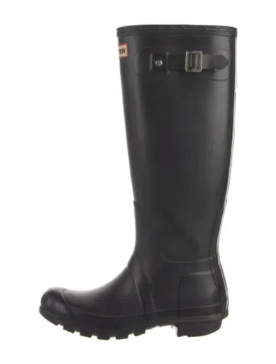 Pre-owned Hunter Rubber Rain Boots In Black