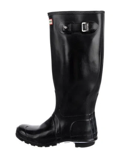 Pre-owned Hunter Rubber Rain Boots In Black