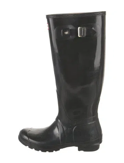 Pre-owned Hunter Rubber Rain Boots In Black