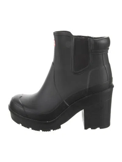 Pre-owned Hunter Rubber Rain Boots In Black