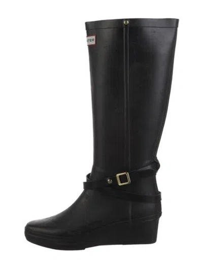 Pre-owned Hunter Rubber Rain Boots In Black
