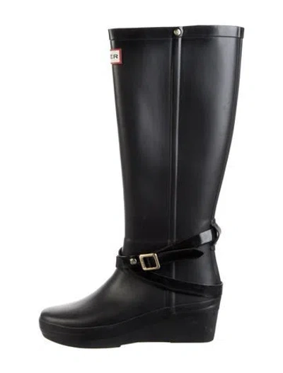 Pre-owned Hunter Rubber Rain Boots In Black