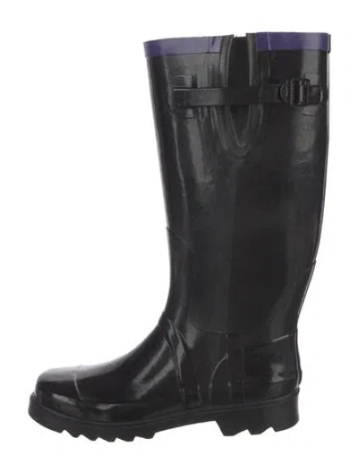 Pre-owned Hunter Rubber Rain Boots In Black