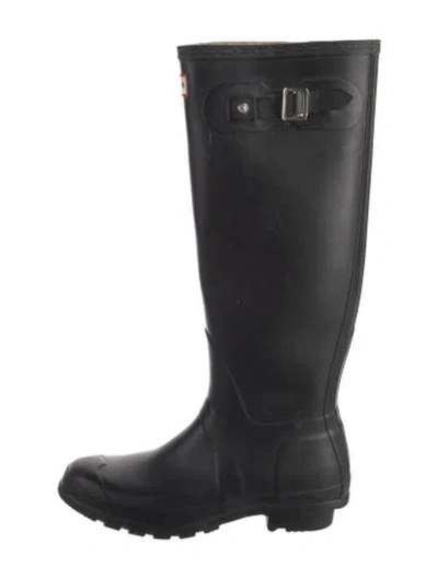 Pre-owned Hunter Rubber Rain Boots In Black