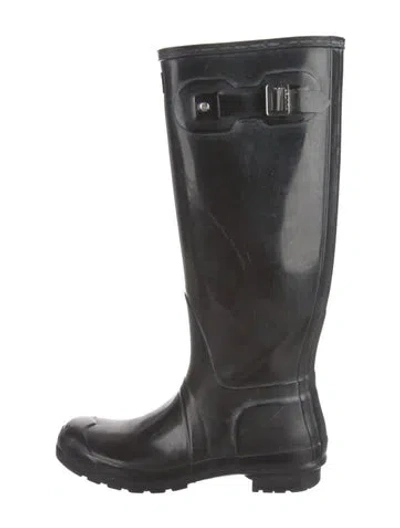 Pre-owned Hunter Rubber Rain Boots In Black