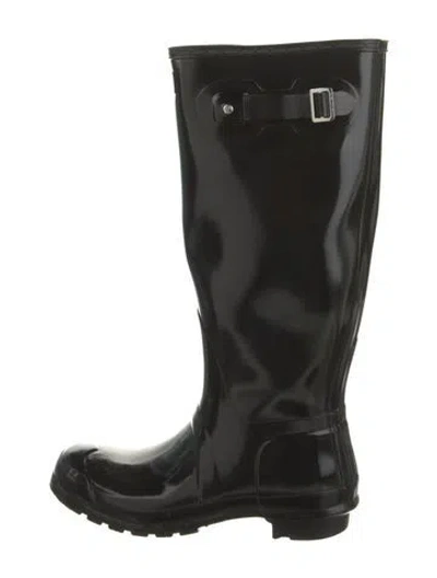 Pre-owned Hunter Rubber Rain Boots In Black
