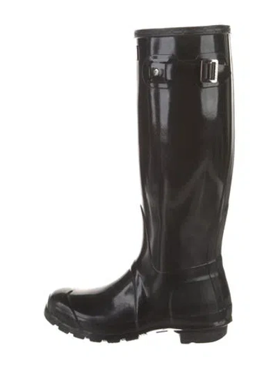 Pre-owned Hunter Rubber Rain Boots In Black