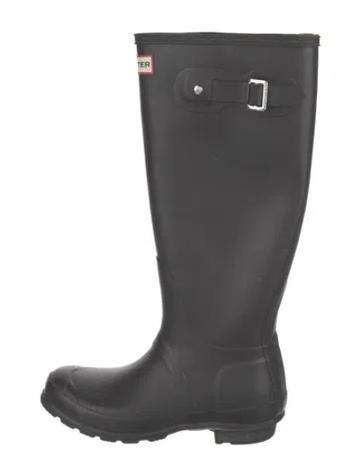Pre-owned Hunter Rubber Rain Boots In Black