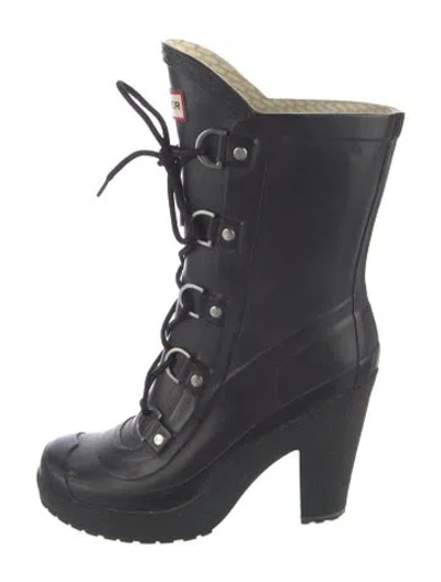 Pre-owned Hunter Rubber Rain Boots In Black