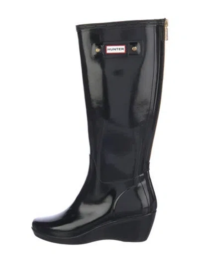 Pre-owned Hunter Rubber Rain Boots In Black