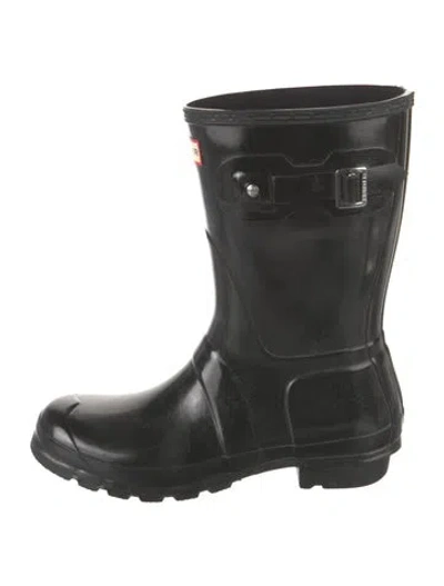 Pre-owned Hunter Rubber Rain Boots In Black