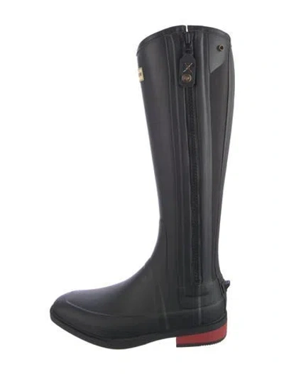 Pre-owned Hunter Rubber Rain Boots In Black