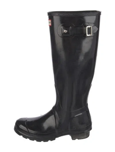 Pre-owned Hunter Rubber Rain Boots In Black