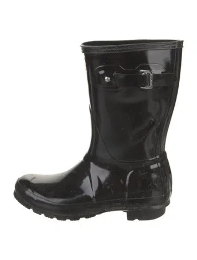 Pre-owned Hunter Rubber Rain Boots In Black
