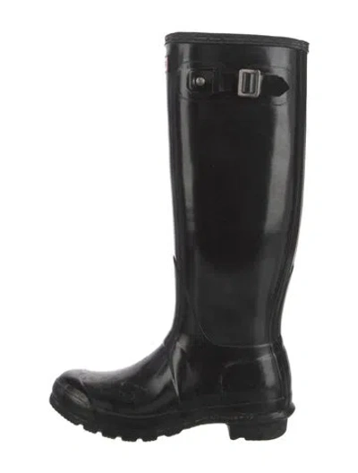 Pre-owned Hunter Rubber Rain Boots In Black