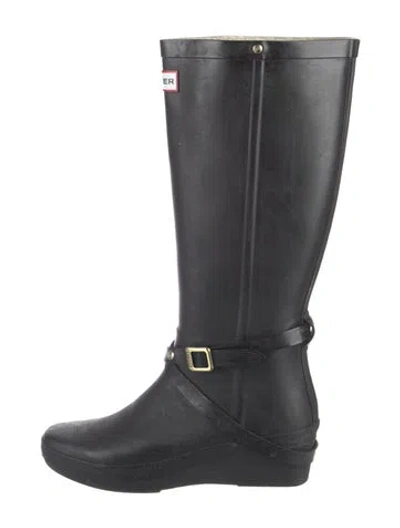 Pre-owned Hunter Rubber Rain Boots In Black