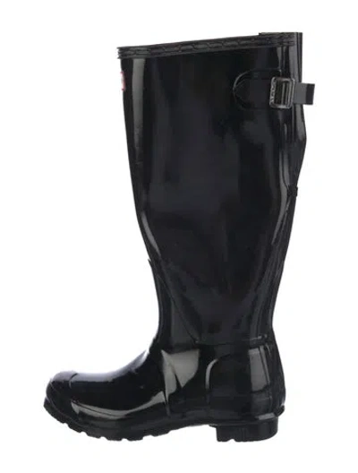 Pre-owned Hunter Rubber Rain Boots In Black