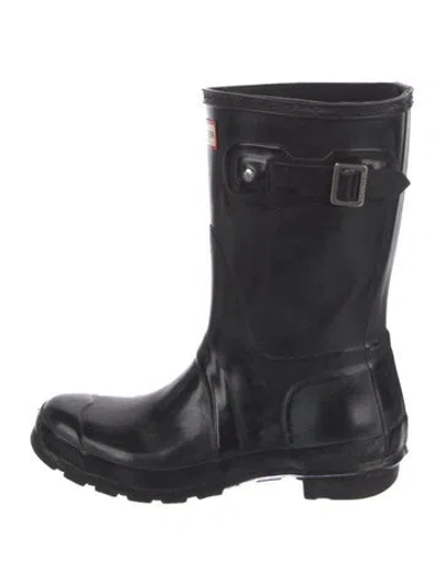 Pre-owned Hunter Rubber Rain Boots In Black