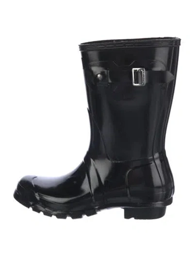 Pre-owned Hunter Rubber Rain Boots In Black