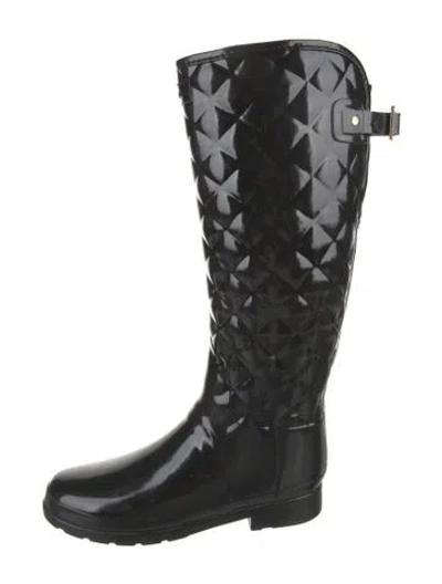 Pre-owned Hunter Rubber Rain Boots In Black