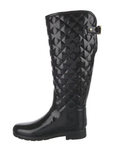 Pre-owned Hunter Rubber Rain Boots In Black