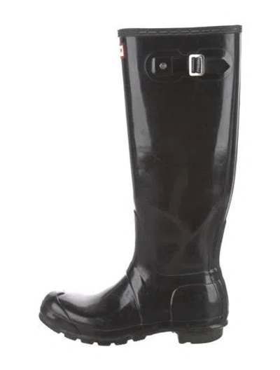 Pre-owned Hunter Rubber Rain Boots In Black