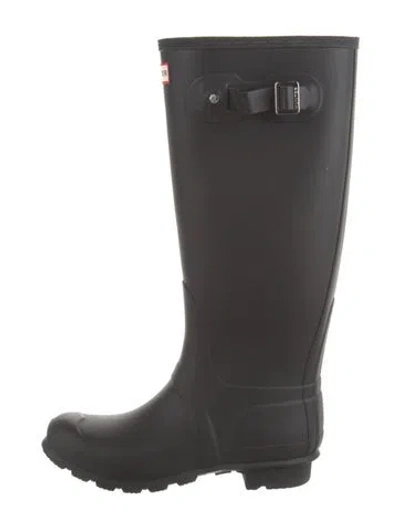 Pre-owned Hunter Rubber Rain Boots In Black