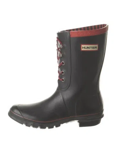 Pre-owned Hunter Rubber Rain Boots In Black