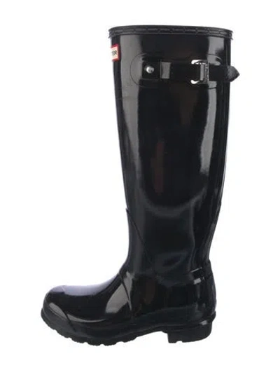 Pre-owned Hunter Rubber Rain Boots In Black