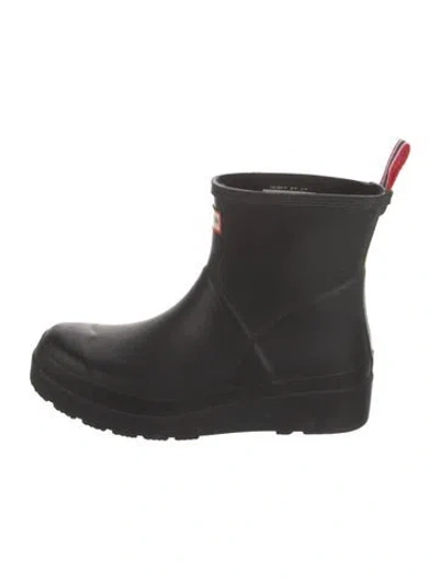 Pre-owned Hunter Rubber Rain Boots In Black