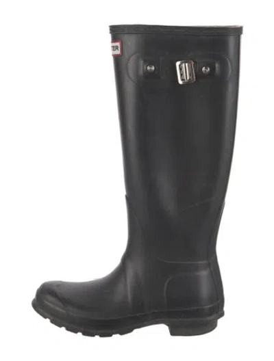 Pre-owned Hunter Rubber Rain Boots In Black
