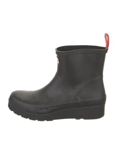 Pre-owned Hunter Rubber Rain Boots In Black